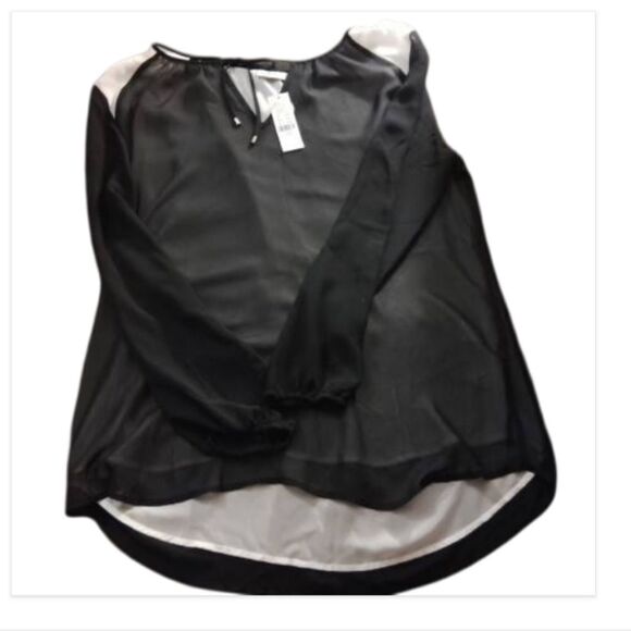 New York & Company black sheer trimmed white trimmed, nwt - Picture 1 of 5